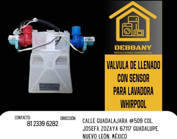 VALVULA DE LLENADO CON SENSOR PARA LAVADORA WHIRPOOL