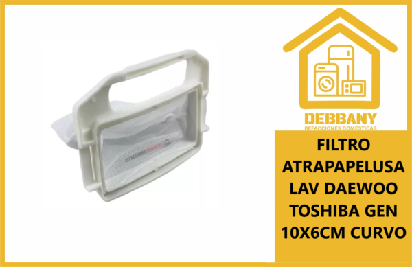 FILTRO ATRAPAPELUSA LAVADORA DAEWOO TOSHIBA GENERICO 10X6CM CURVO