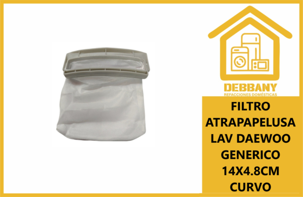 FILTRO ATRAPAPELUSA LAVADORA DAEWOO GENERICO 14X4.8CM CURVO