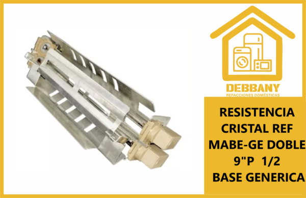 RESISTENCIA CRISTAL 9" DOBLE CON BASE PARA REFRIGERADOR