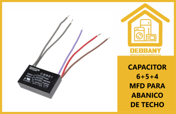 CAPACITOR 6+5+4 MFD PARA ABANICO DE TECHO