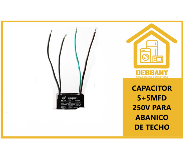 CAPACITOR 5+5MFD 250V PARA ABANICO DE TECHO